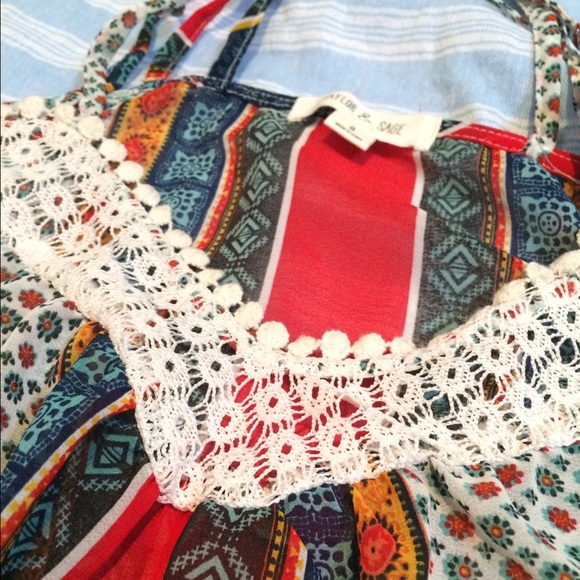 Multi-Colored Flowy Crop Tank - Picture 4 of 4