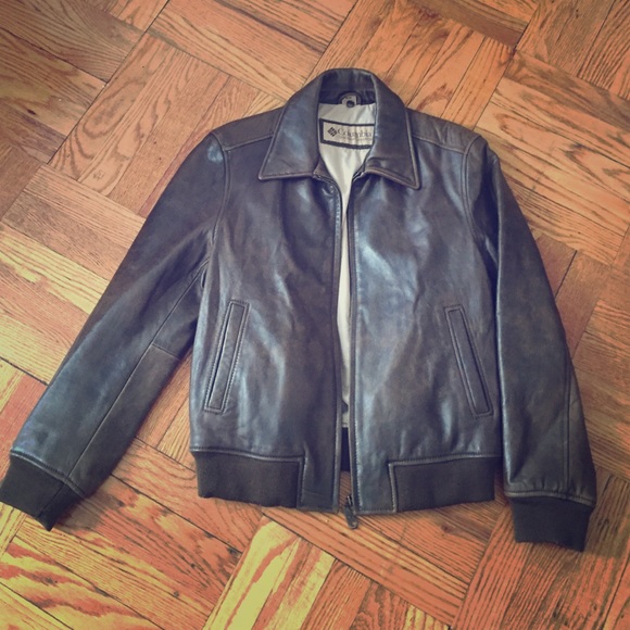 columbia leather bomber jacket