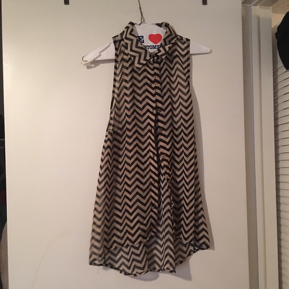 Sheer chevron sleeveless top