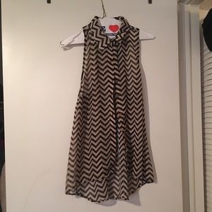 Sheer chevron sleeveless top