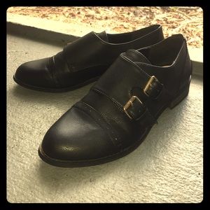 Forever 21 Sz 7.5 Black Faux Leather Oxfords