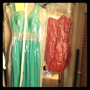 Prom gowns turquoise and pink