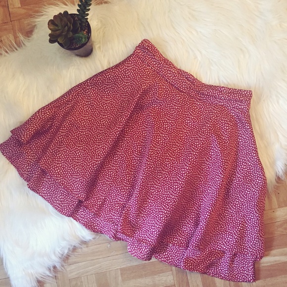 FOREVER 21 Exclusive Red print satin circle skirt