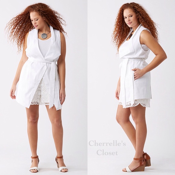 New Lane Bryant Drape Front Long Vest Jacket Cloth Tie Belt Plus Size 26/28 - Picture 2 of 6