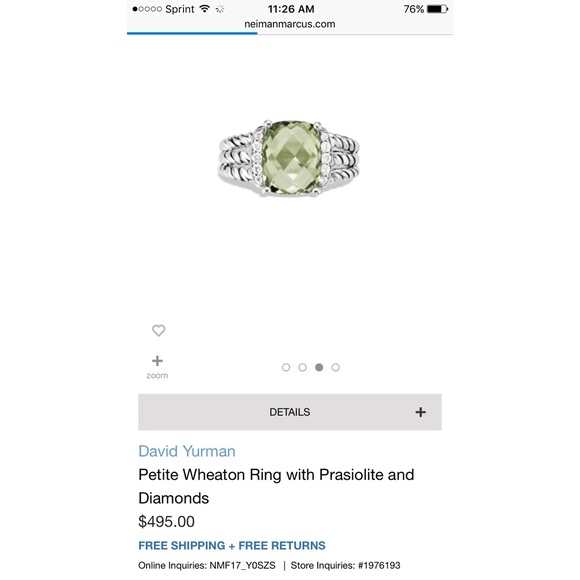 AUTHENTIC DAVID YURMAN Wheaton ring 💚