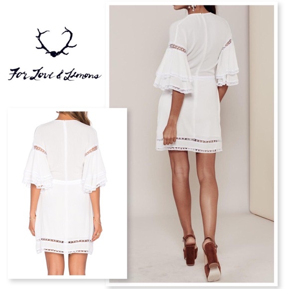 NWT FOR LOVE & LEMONS CARMINE MINI DRESS WHITE - Picture 3 of 3