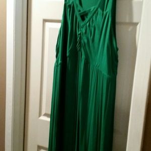 Long green maxi dress with strap and chest detail