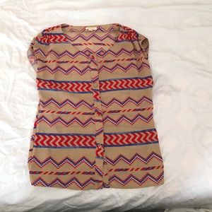 Aztec button down top