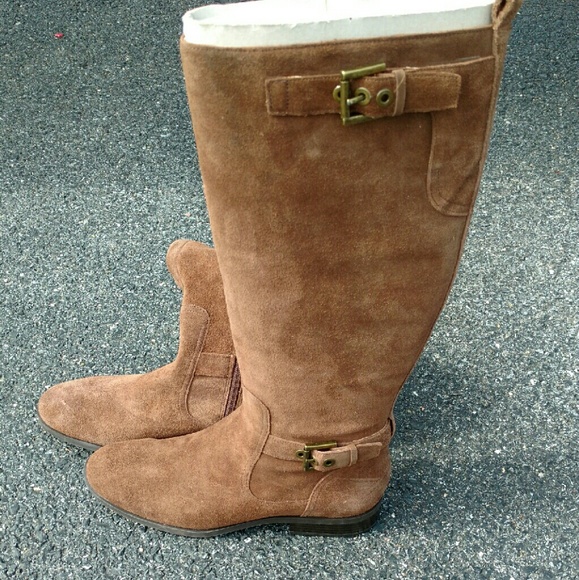 Brown suede boots