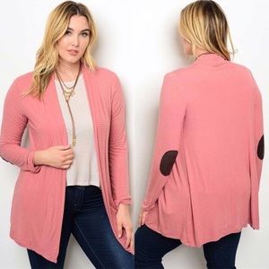 Pink Plus Size Ribbed Knit Sweater
