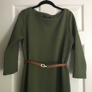 3/4 Sleeve Olive Chevron Dress