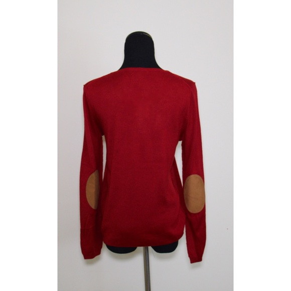 Cashmere & silk red sweater with elbow pads - Picture 1 of 4