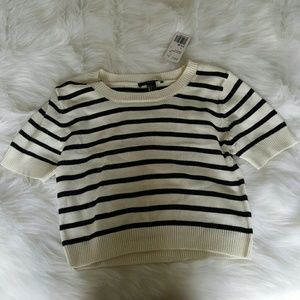 Knitted Striped Sweater Crop Top