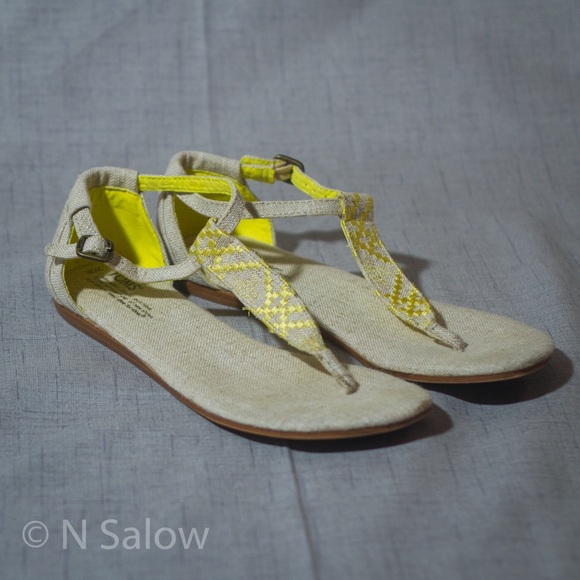 TOMS tan/yellow sandals