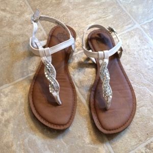 White sandals with rhinestones