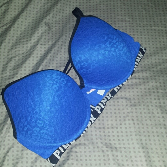 PINK blue Leopard lace push up 34dd