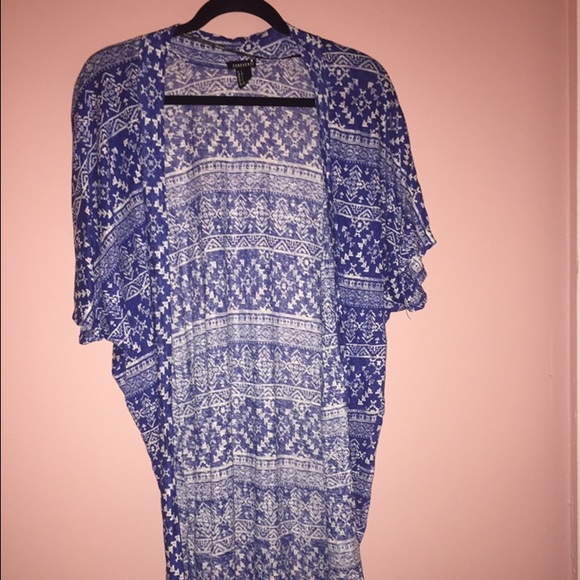 A royal blue and white cardigan