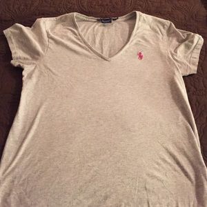 Gray V-neck shirt