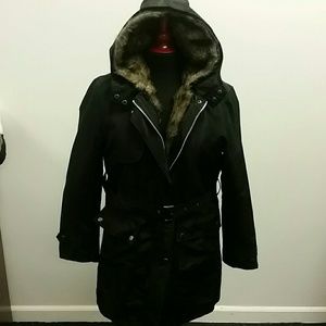 Fur Lined Black Coat