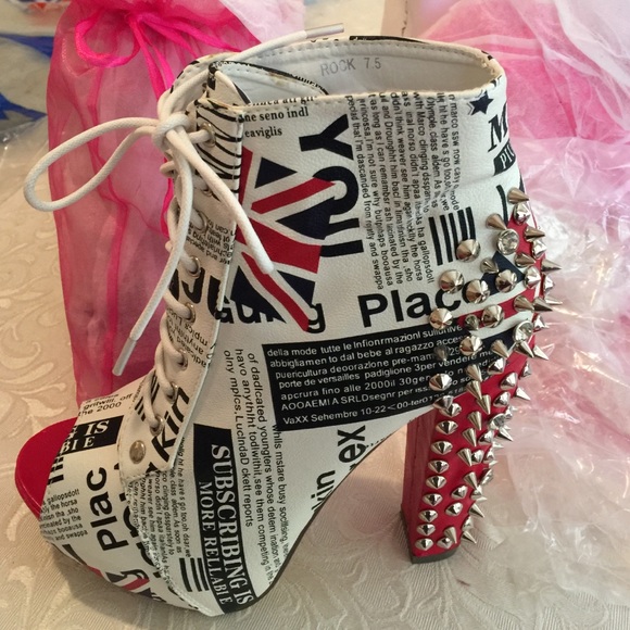 British style spikes peep toe bootie