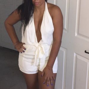 Sexy backless white Romper