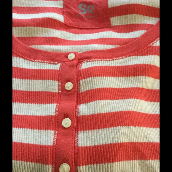 Oatmeal/Orange  " So" button back sleeves