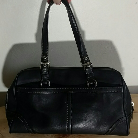 Coach Black Leather Hamptons Satchel F11198