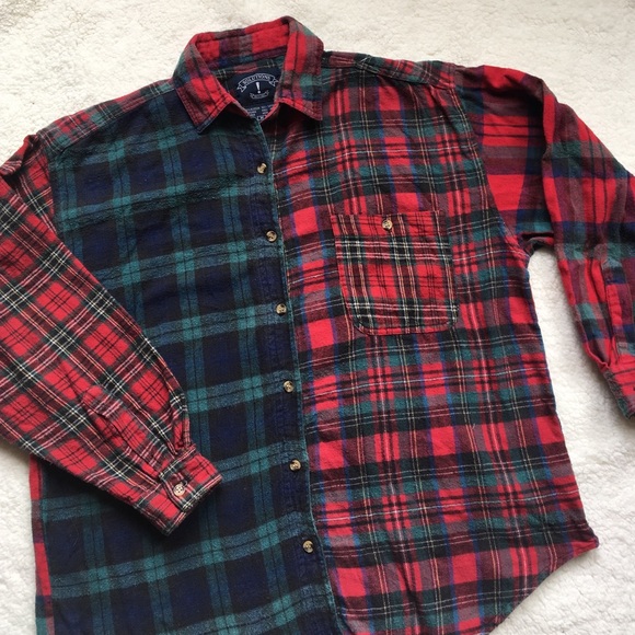 UNIF Tops - Patchwork Trio Flannel Button Up