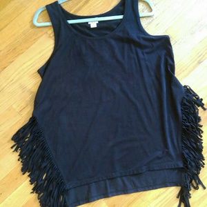 Suede Knit Fringe Tank