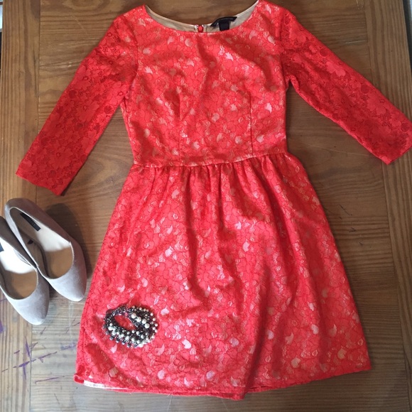 Red-Orange lace French Connection dress!
