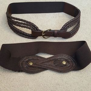 Wide Brown Belts (set of two)