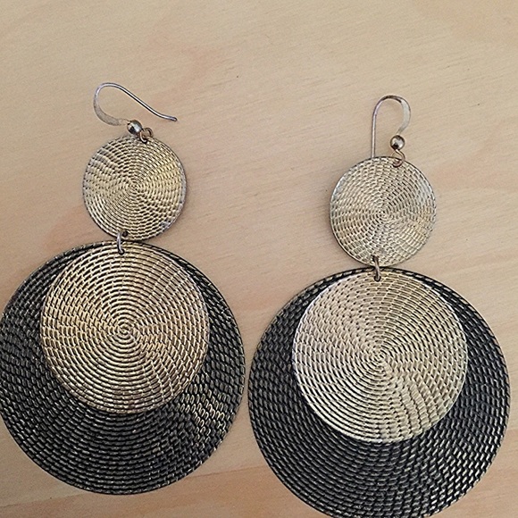 Gold and gun metal earrings