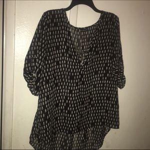 Black (tan print) tunic top. Plus Sz 1X.