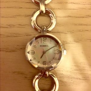 Women's silver Fossil watch