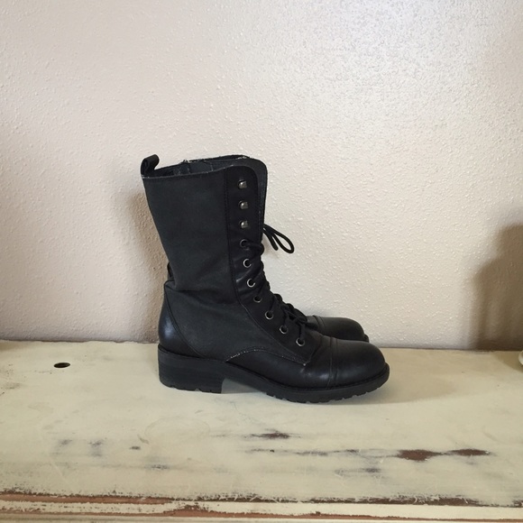 Steve Madden black combat boots.