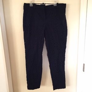 J. crew navy blue floral cafe capri sz 4