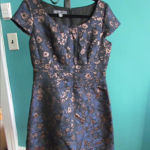 Donna Ricco Fit and Flare Navy & bronze dress