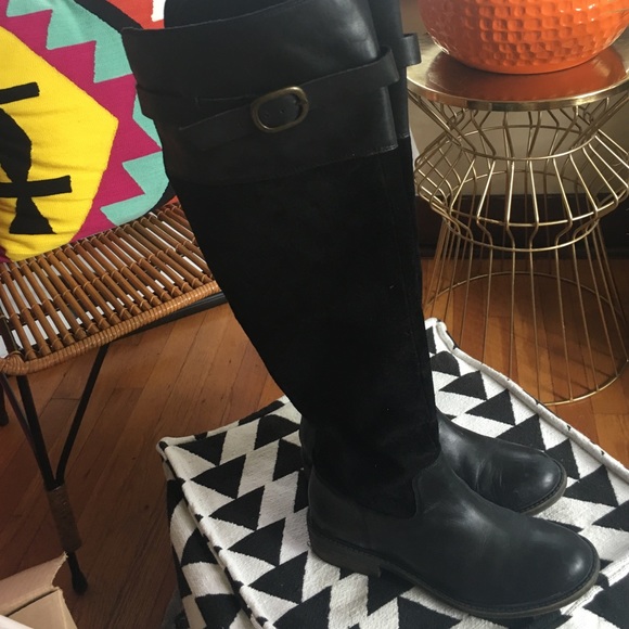 Leather Lucky Brand Black Over the Knee Boots