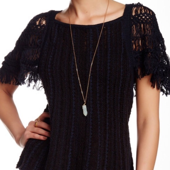 Free people blackbird knit top indigo