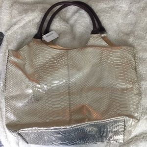 Neiman Marcus Shoulder Bag in Gold w/ Brown Strap