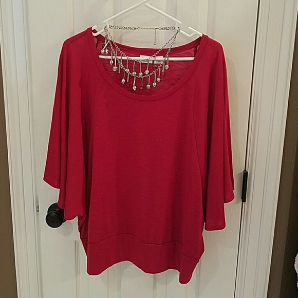 Red Flowing Blouse