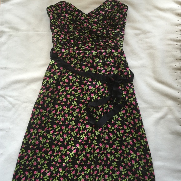 Betsey Johnson Silk Strapless Dress, Rose Pattern - Picture 1 of 4