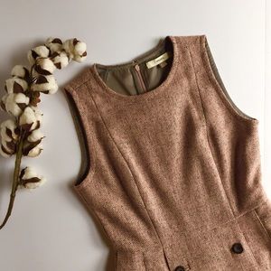 Fossil Pink + Gray Pleated Wool Sheath, Size 6