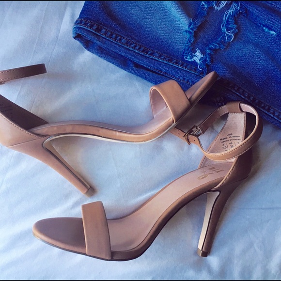 New! Camel ankle strap heels