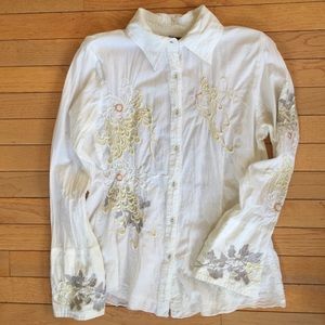Embroidered Button Up Blouse