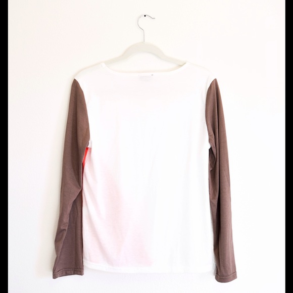 Long Sleeve Asymmetrical Color Block Top - Picture 2 of 2