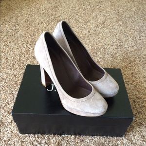 J. Crew Etta suede pumps, dusty charcoal, size 5.5