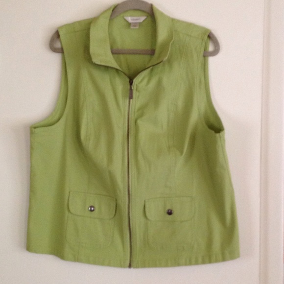 Lime green cotton zipper vest