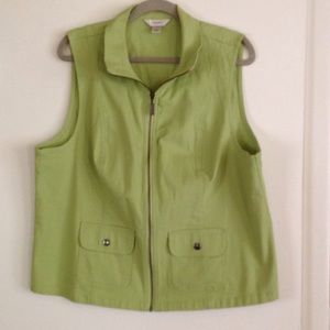 Lime green cotton zipper vest