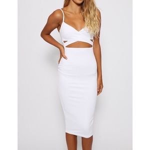 Stylish white cutout midi dress!